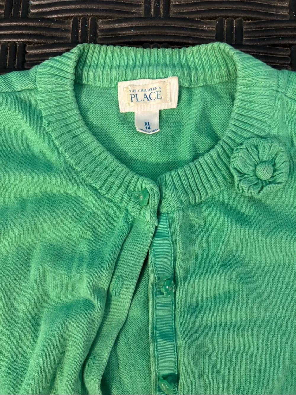 Girls The Children's Place Mint Green Flower-Accent Cardigan